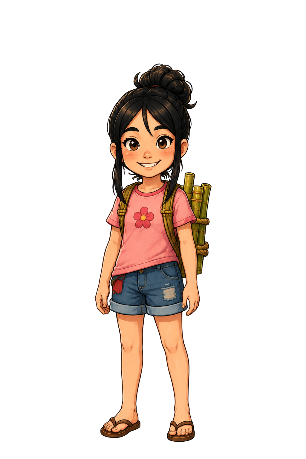 Kikay, a cheerful Filipina girl in a pink dress